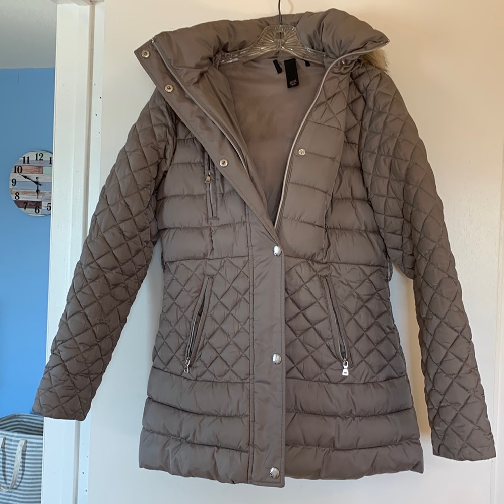 Medium gray Victoria’s Secret Winter Jacket with detachable faux fur lining